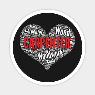 Carpenter Woodworking Heart Shape Word Cloud Sawdust product Magnet